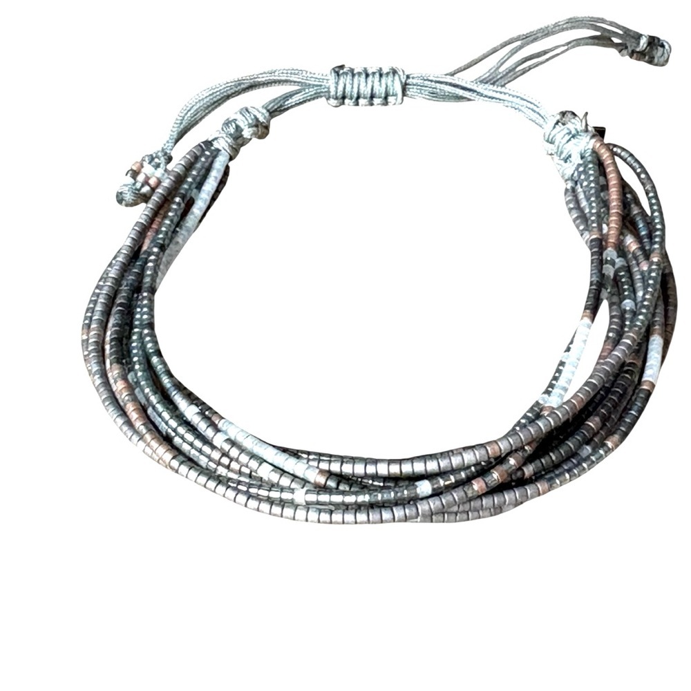 Chan Luu Grey Beads Multi Strand Braid Bracelets Boho Seed - Picture 2 of 7